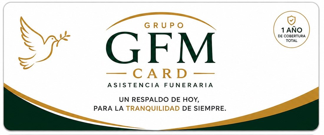 GFM Card, vista frontal de la tarjeta de asistencia funeraria
